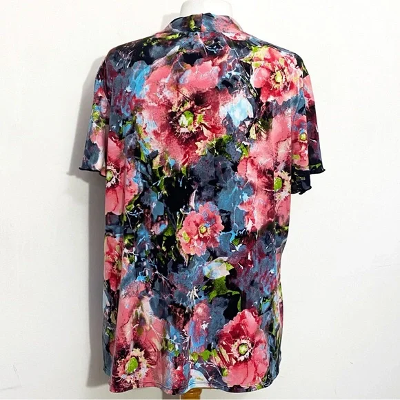 Notations Woman Multicolor Floral 2 pc. look Beaded Accent Knit Top 3X - Picture 6 of 9